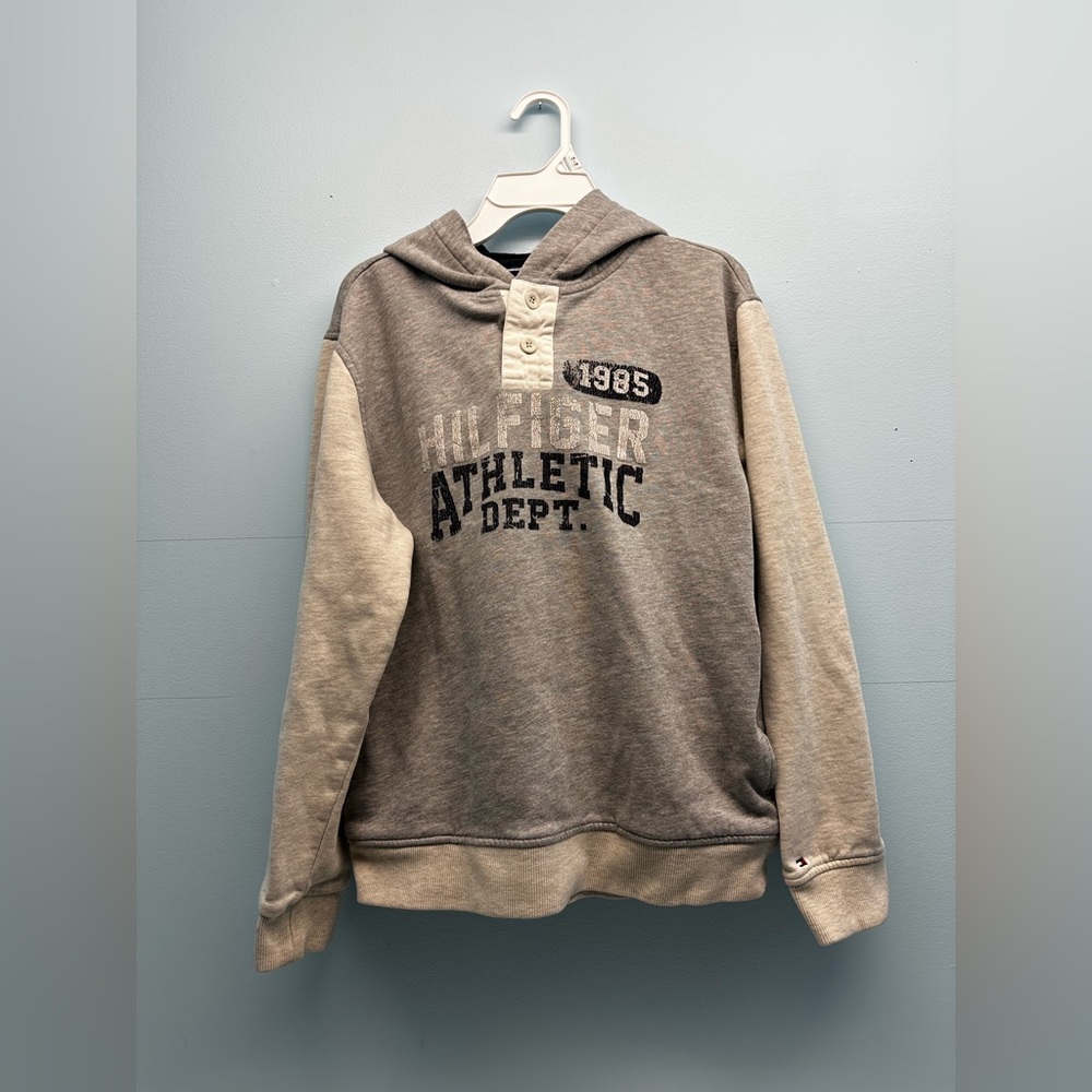 Boys Kids Tommy Hilfiger Gray Pullover Hooded Long Sleeve Sweatshirt XL 20